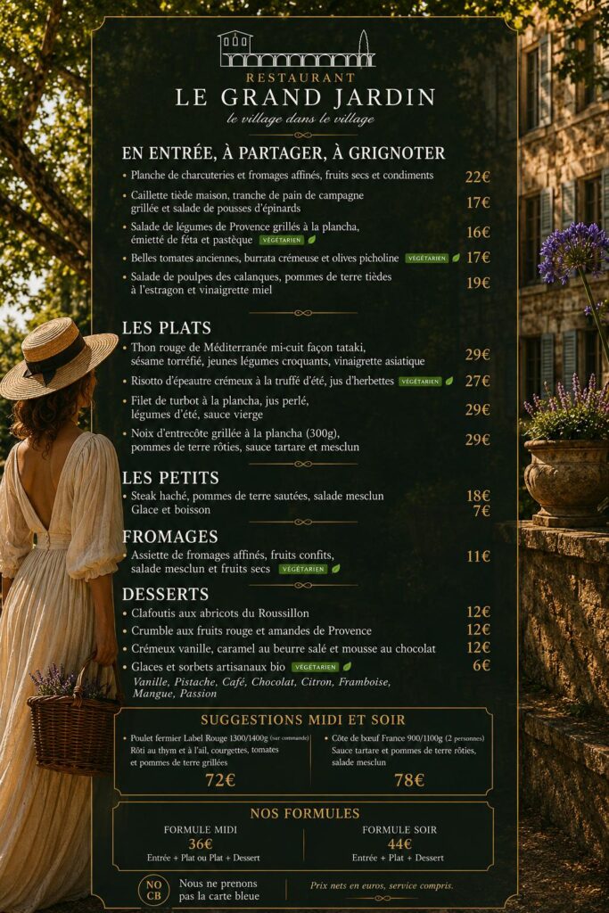 Menu d'été 2026